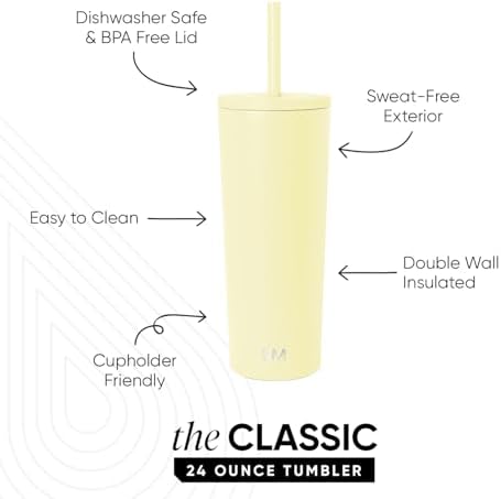 Simple Modern Iced Coffee Tumbler, Insulated | 24oz | Yellow - Image 2