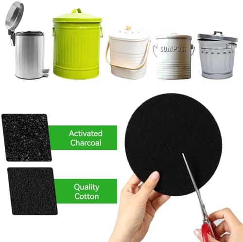 Charcoal Filters for Compost Bucket Activated Charcoal Filter for Countertop Bin Pail Replacement Filters Round 6.8 Inch 4 Pack - Image 3