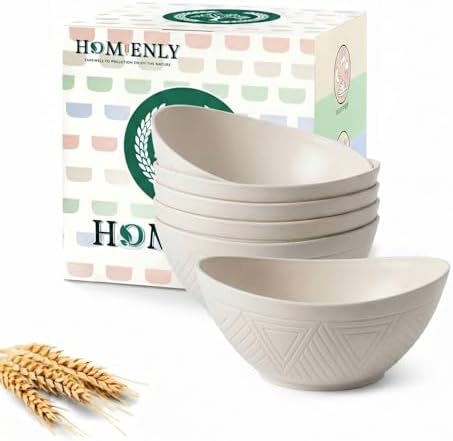 Homienly Wheat Straw Small Bowls Dessert Bowls Set of 6 Unbreakable Ice Cream Bowls for Kitchen, Camping, RV, Dorm, Microwave & Dishwasher Safe Mini Bowls for Yogurt, Snack 10 OZ (Beige) by HOMIENLY