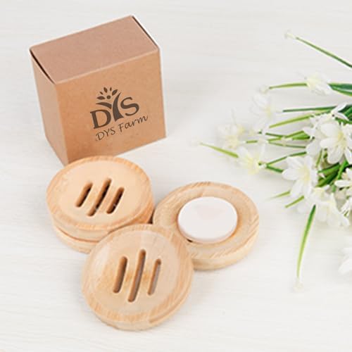 4 Pieces Bamboo Soap Dish Holders - Round Natural Wooden Soap Trays, Rustic Bathroom Accessories, Eco-Friendly Drainable Soap Savers for Sink, Kitchen, Shower - Image 4