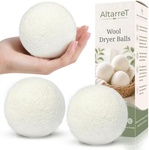 Wool Dryer Balls Handmade 3 Pack XL, Laundry Dryer Lint Balls, Reusable New Zealand Wool Natural Fabric Softener Essentials, Replace Dryer Sheets, Wrinkles Free, Shorten Drying Time by Unknown