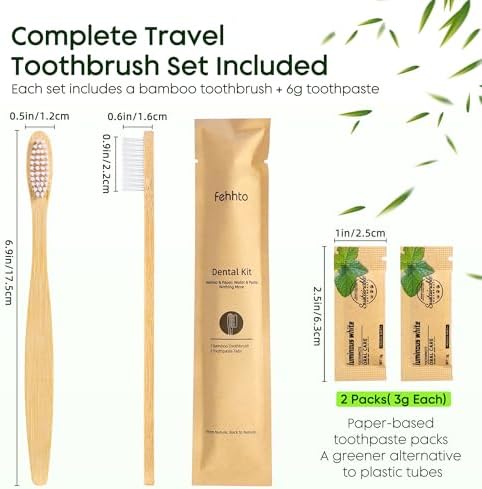 50 Pack Bamboo Toothbrushes with Toothpaste 6g Individually Wrapped - Image 2
