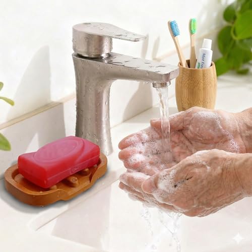 Bar Soap Holder for Shower by NAZAKOOL, Solid Teak Wood Soap Dish with Raised Edges (No-Slip), Draining Soap Saver for Bathroom, Kitchen Sink - Image 2