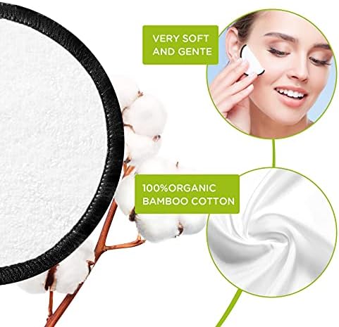 Reusable Face Makeup Remover Pads 16pcs 100% Organic Cotton Pads Cleaning Face Wipes Cloth Washable Face Round Cotton with Laundry Net Bag and Fashionable Metal Box Suit for Adults and Kids - Image 3