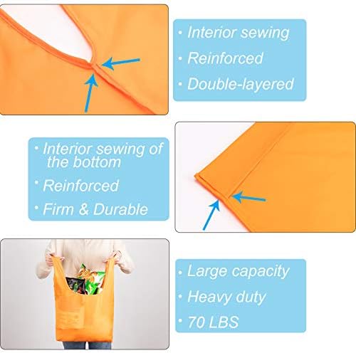 Large Reusable Bags Shopping Washable Foldable 6 Pack Grocery Bags Heavy Duty Lightweight Folding Gift Tote Bag Durable Polyester Color - Image 5