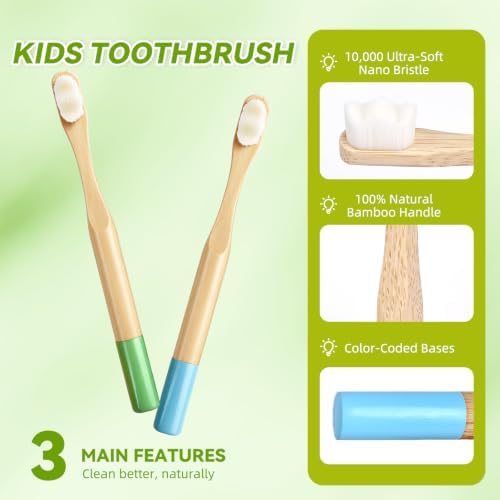 EasyHonor 4 Pack Kids Bamboo Toothbrush, Extra Soft Toothbrush for Kids - Image 3