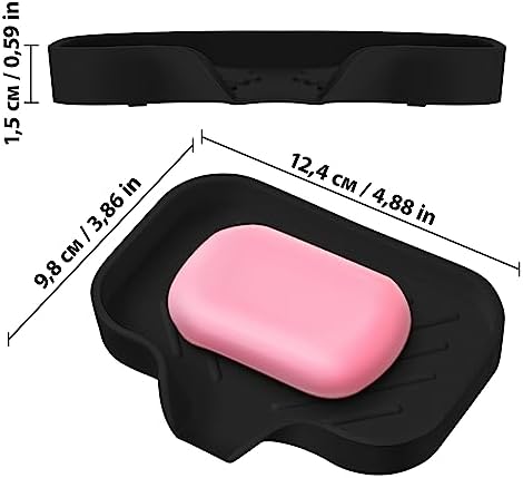 2 PCS Premium Black Self-Draining Soap Bar Holder - Elegant Soap Dish for Shower & Bathroom Use - Versatile Soap Dishes for Bar Soap - Durable Soap Holder & Bathroom Soap Dish Solution - Image 3