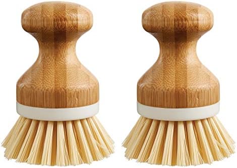 HIC Kitchen Vegetable Scrubber Dishwashing Brush, Bamboo with Non-Scratch Bristles, Set of 2 by HIC