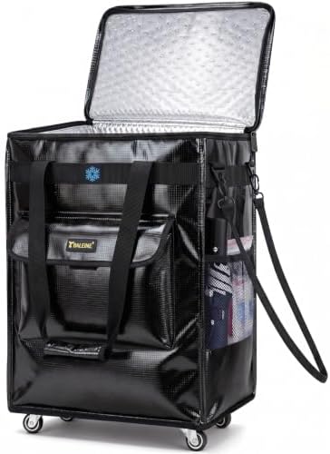 BALEINE Reusable Grocery Bag on Wheels, Foldable Rolling Tote Bag by BALEINE