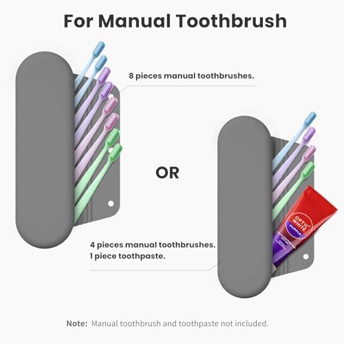 Silicone Electric Toothbrush Travel Case, Manual Toothbrush Travel Cover for Men and Women,Toothbrush Holder for Travel,Gym and More, Fits Most Manual and Electric Toothbrushes - Gray - Image 3