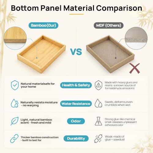 Vtopmart 7 Pack Bamboo Drawer Organizer Boxes, Junk Drawer Organizers - Image 3