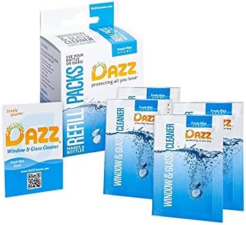 DAZZ Natural Cleaning Tablets - Window & Glass Cleaner Refill Pack - Makes (4) 32oz Bottles - Just Add Water by Dazz