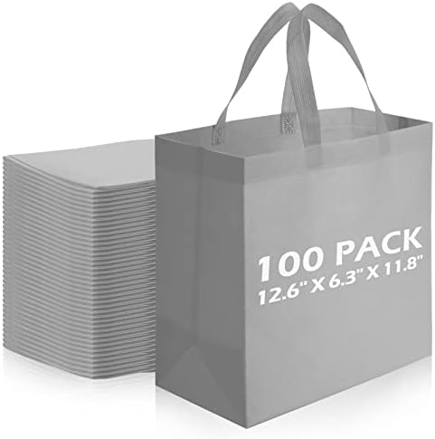 Reginary 100 PCS Non Woven Tote Bags Bulk,Gray by Reginary
