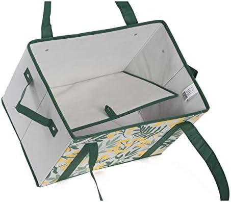 Reusable Grocery Bags Set Shopping Box with Reinforced Bottom Heavy Duty Premium Collapsible Foldable with Long Handles Storage Boxes Eco Friendly Bins Cubes Spring (Set of 3) - Image 3