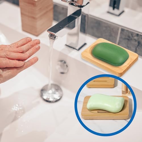 12 Pcs Bamboo Soap Dishes, Natural Wooden Soap Holders, Self-Draining Trays - Image 5
