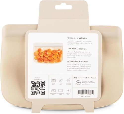 W&P Porter Silicone Reusable Storage Bag, Sandwich (10oz Flat), Oat, Food Storage Container, Microwave and Dishwasher Safe, Easy Cleaning - Image 4