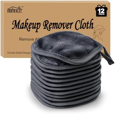 HOMEXCEL Makeup Remover Cloth 12 Pack Reusable Makeup Remover Pads Washable by HOMEXCEL