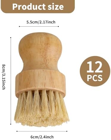 12 Pack Bamboo Dish Brush, Bamboo Palm Dish Scrubber - Image 2