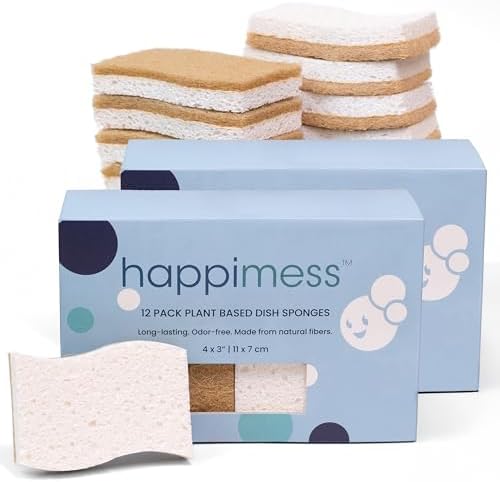 happimess Natural Non-Scratch Dish Sponge, Beige/White, Set of 24 by Happimess