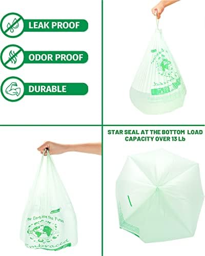 BEIDOU-PAC 100% Compostable Trash Bags, 3 Gallon Compost Bags Small Kitchen Trash Bags with Handle, 100 Count Sturdy Garbage Bags Food Scrap Waste Bags, ASTM D6400, US BPI Certified - Image 6