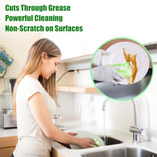 12 Pack Kitchen Sponges, Compressed Cellulose Non-Scratch for Dish Washing - Image 4