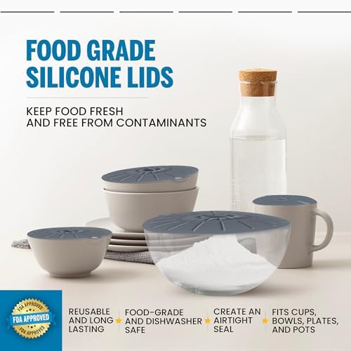 Microwave Cover Silicone Lids - Set of 5: 6, 8, 10, 12 and 13.8 inches - Suction Covers for Pots, Pans, Bowls, Cups, Skillets - Splatter Protection - Easy Food Storage - BPA Free - Image 3