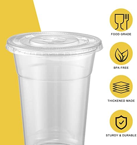 VITEVER [100 Sets - 16oz Clear Plastic Cups with Lids and Straws, Disposable Iced Coffee Cups for Smoothie, Milkshake, Cold Drinks - BPA free (Pack of 2) - Image 3