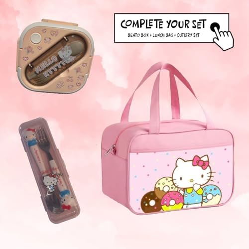 Stainless Steel Cutlery Tableware Flatware Silverware 3 Piece Set Portable Reusable Travel Cute Kawaii Anime Cartoon Dog Bunny for Boys and Girls (Pink Kitty) - Image 4