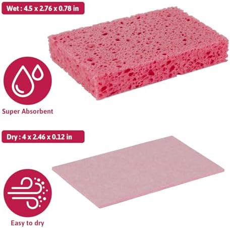 Multi-Use Cellulose Kitchen Sponges Compressed Cellulose Sponges, Non-Scratch, Dish Sponge for Kitchen Bathroom Cars, Funny Cut-Outs DIY (2, Yellow) - Image 2