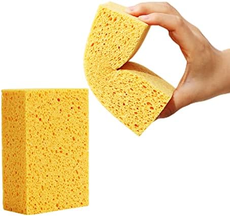 Natural Kitchen Sponges, 2" Thick Heavy Duty Scrub Sponge, 2 Pack by BAISENJIE