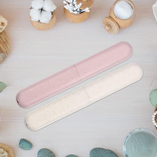 VOCOSTE 4Pcs Travel Toothbrush Case, Beige&Pink - Image 6