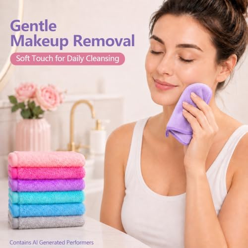 Sukh Makeup Remover Cloth - 7PCS Reusable Makeup Remover Pads, Microfiber - Image 6