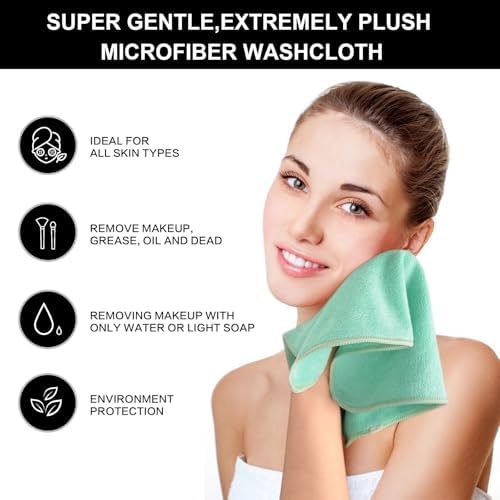 Microfiber Facial Cloths Fast Drying Washcloth 12inch x 12inch Green 6 pack - Image 4