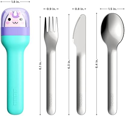 ZOKU Kids Pocket Utensil Set, Unicorn - Stainless Steel Fork, Knife, and Spoon in Case - Portable Design for Travel, School, Picnics, Camping and Outdoor Home Use - Image 3