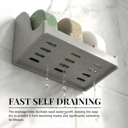 Soap Holder for Shower Wall, 3-Compartment Soap Dish [Patent Pending] - Image 3