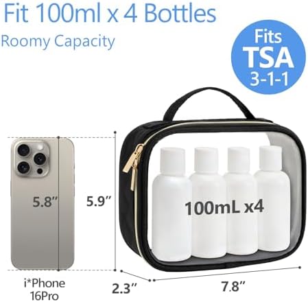 PACKISM Clear Makeup Bag Travel - TSA Approved Toiletry Bag, 3 Pack Black - Image 3