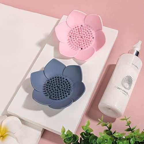 4 Pack Silicone Soap Tray Dishes Soap Holder Saver Draining Bathroom Shower Sink Bathtub - Image 6