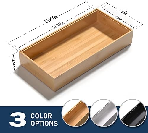 VeyFey Silverware Tray for Drawer, Stackable Kitchen Bamboo Drawer Organizer 12" x 6" x 2" Set of 2 - Image 6