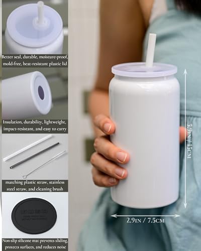 6 Pack 16 oz Sublimatable Tumbler, Insulated Tumbler with Straw - Image 4