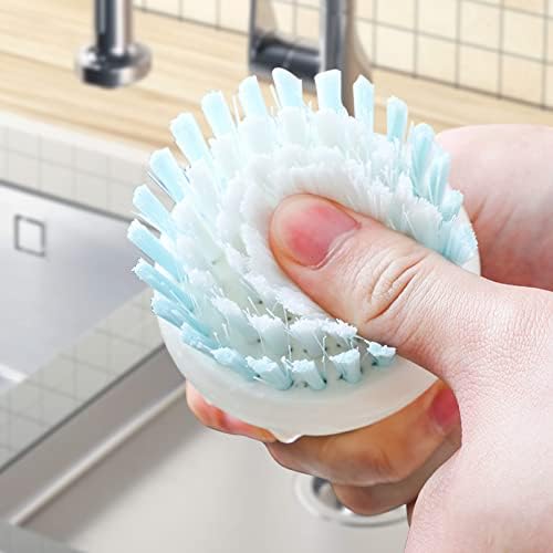 Dish Scrub Brush,Ergonomic Grip Palm Brush,Kitchen Scrub Brushes for Cleaning, Dish Scrubber with Stiff Bristles for Sink, Pots, Pans (2P Grey) - Image 3