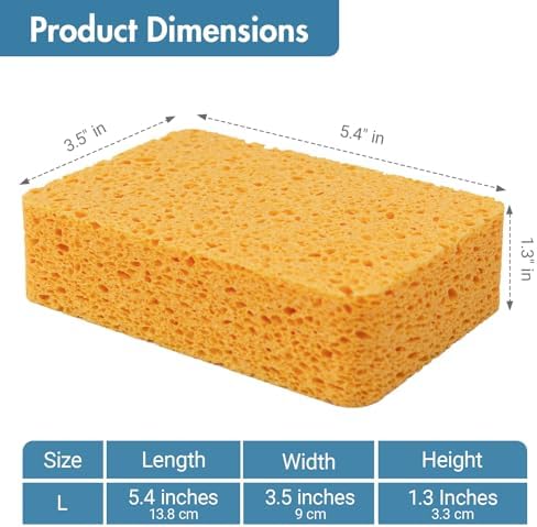 Kitchen Sponges – 4 Pack Large Cellulose Dish Washing Sponges, Natural Wood Pulp, Heavy-Duty Non-Scratch Cleaning for Kitchen, Bathroom, Countertops, Car Wash, 5.4x3.5x1.3 inch - Image 2