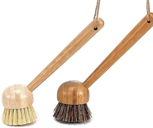 Bamboo Dish Scrubber, Wooden Kitchen Cleaning Brush Set by IFITTING