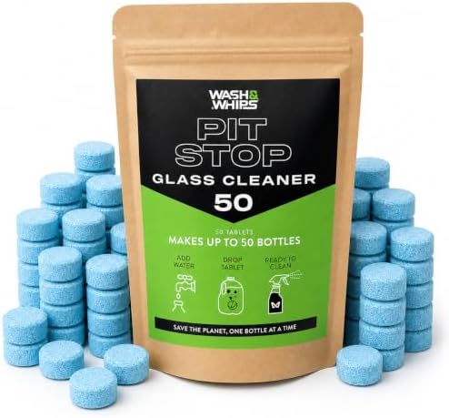 WASH&WHIPS Window/Glass Cleaner Refill Tablets - 50ct (Makes 50 Gal) - Streak-Free, Cleans Glasses, Windows, Windshields - Car, Office, Home & Kitchen by WASHWHIPS