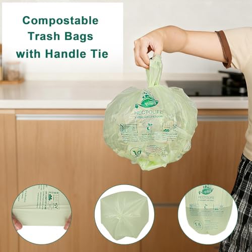 HECTOLIFE 1.6 Gallon 300 Count Compostable Bags Handle Tie - Image 4