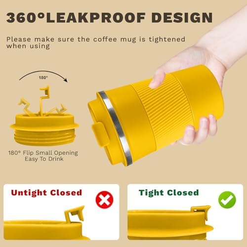 Vacuum Insulated Stainless Steel Travel Coffee Mug,Leak Proof Cup with Lid - Image 5