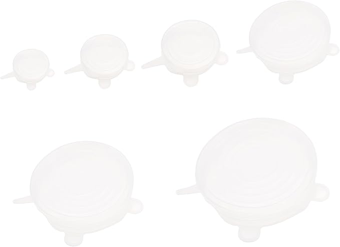6PCS Sealed Lid White Silicone Bowl Covers 6 Reusable Food Storage Covers in Different Sizes to Fits Most Containers