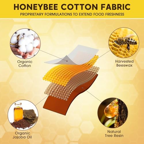 Reusable Beeswax Food Wraps, 9 Pack - Assorted Sizes (XS,S, M, L) | Organic Cotton, Eco Friendly, Plastic Free | Honeycomb Design - Image 5