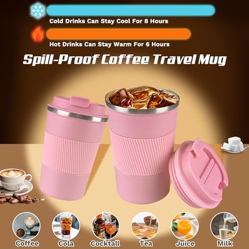 Vacuum Insulated Stainless Steel Travel Coffee Mug,Leak Proof Cup with Lid - Image 2