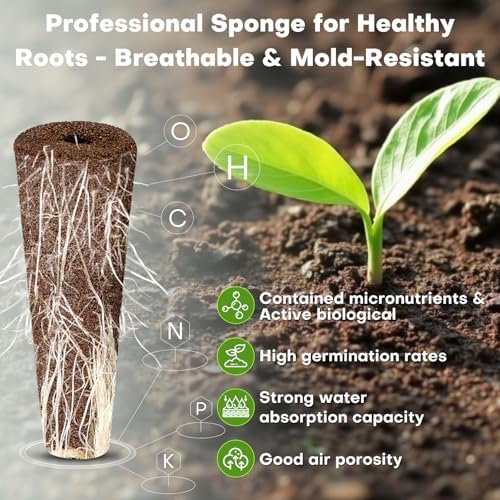 Ahopegarden 132pcs Hydroponic Pods Kit: Compatible with AeroGarden Herb Kits with 50 Grow Sponges, 50 Pods Lable, 12 Grow Baskets and Dome, 8 A&B Plant Food, Indoor Garden Kit Supplies for Most Brands - Image 5