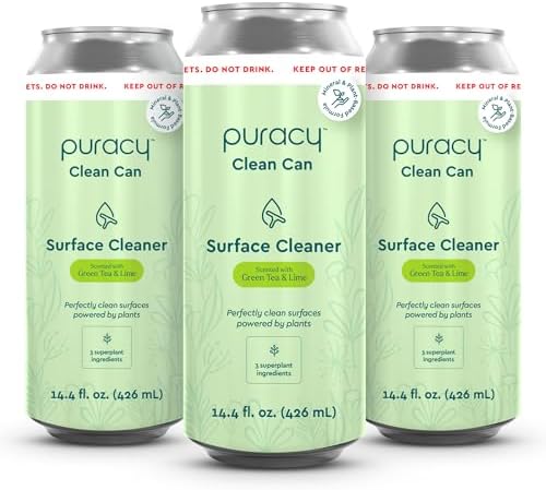 Puracy All Purpose Cleaner Clean Can – Plant-Powered Multi-Surface Cleaner - Surface Cleaner Solution As Seen on TikTok (Green Tea + Lime, 14.4 fl oz, 3 Pack) by Puracy